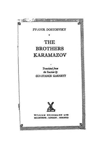Fiodor Dostoïevski: The Brothers Karamazov (1961, William Heinemann)